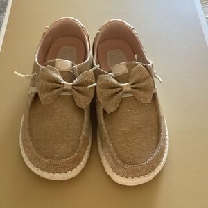 Gold Hey Dudes Shoes with Bow